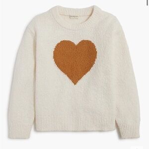 J crew Girls' heart pullover sweater Ivory Warm Brandy Heart